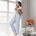thumbnail image 5 of Salouo Gray White Floral Print Women's Pajama Pants Casual Loose Sweatpants PJs Flowy Pants Drawstring Palazzo for Women Wide Leg Pants Lounge Pajama -Small, 5 of 8