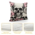 thumbnail image 4 of JEUXUS  Skull and with Flowers Pillow Cover Pink Cherry Rustic Throw Pillow Covers for Sofa Couch Decoration, 4 of 5