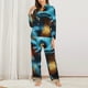 thumbnail image 2 of Balery Adorable Blue Baby Dragon Conjunto de Pijama con Estampado para Mujer, Conjunto de Dos Piezas con Manga Larga, Ropa de Dormir Suave con Bolsillos, Pijamas Cómodos-Large, 2 of 7