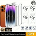 thumbnail image 1 of CUITING Set of 4 HD Tempered Glass Screen Protectors And 4 Camera Lens Protectors  Compatible with for iphone 16  17 Pro Max  16 Plus  And 16E  17 Air. Ideal for Mobile Phones  Featuring, 1 of 5