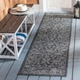 thumbnail image 2 of SAFAVIEH Courtyard Darin Botanical Indoor/Outdoor Runner Rug, Black/Ivory, 2'3" x 22', 2 of 8