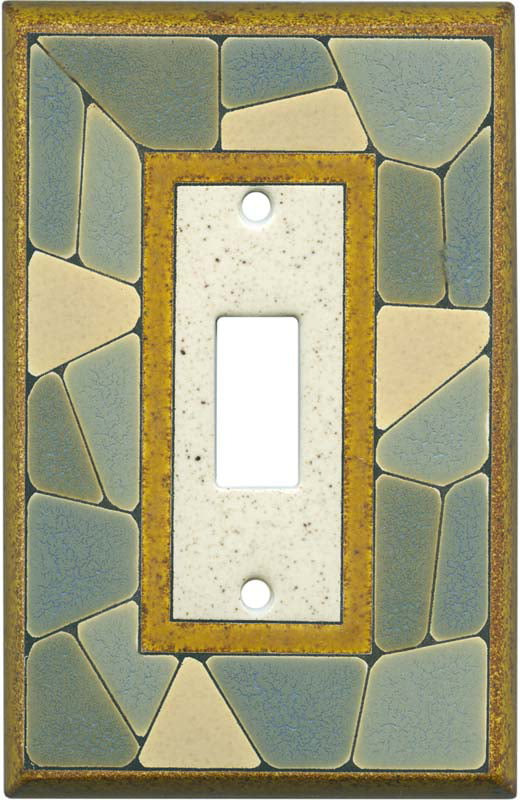 Mosaic Border Ceramic Single Toggle, 3 Light Switch Cover 2 Horizontal 1 Vertical