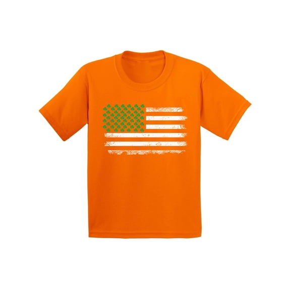 Awkward Styles Shamrock Flag Irish American Shirt Shamrock Green Tshirts for Kids St. Patrick's Day T-Shirts for Kids Irish American Pride St. Patrick's Day Party Irish Clover Gifts for Boys and Girls