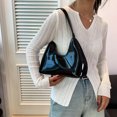thumbnail image 5 of Women Crescent Bag Casual Patent Leather Tote Bag Girl Shopper Purse (Black), 5 of 8