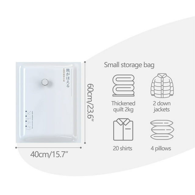 Sac de Compression sous Vide Blanc Lait Imprimé pour Vêtements et Couettes, Sac de Rangement sous Vide, Literie, Vêtements, Voyage, Finition, Pompage, Sac sous Vide