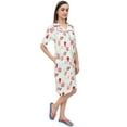 thumbnail image 2 of Bimba Mint Green Floral Print Women's Turn-Down Collar Sleepshirt Night Dress - 8, 2 of 4