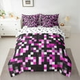 thumbnail image 2 of Manfei Abstract Pixel 7-Piece Twin Bedding Sets,Minimalism Geometric Checkered Bedding Comforter Set,Pink Black Sheet Sets For Girls Boys,Super Cozy Room Decor Reversible, 2 of 8