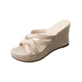 thumbnail image 6 of Xucatan Women's Espadrille Wedge Slides, Crisscross Strap Open Toe Slippers with Jute Heel, Round Toe Platform Sandals, Versatile Summer Beach Footwear Gift, 6 of 9