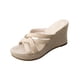 thumbnail image 1 of Sandalias de Cuña de las Mujeres Casuales Correa de Moda Crisscross Versátil Más Tamaño de Color Sólido Zapatillas Abiertas Del Dedo Del Pie de las Mujeres, 1 of 9