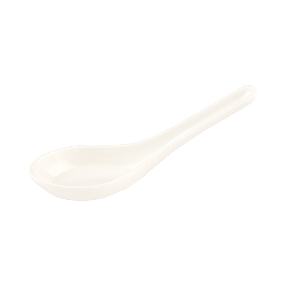 Voga White Melamine Asian Soup Spoon 4 3/4" x 1 1/2" x 1 1/2" 10 count box