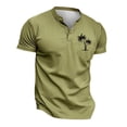 thumbnail image 4 of Rggeeun Men'S T-Shirt Solid Color & Stylish Small Coconut Tree Print Short Sleeve Collar Henley Buttons For Outdoor Picnics Classic Tee,Light Green,M, 4 of 4