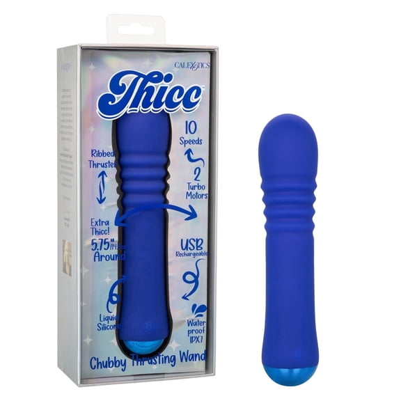 CalExotics Thicc Chubby Thrusting Tickler Rabbit Vibrator,Blue