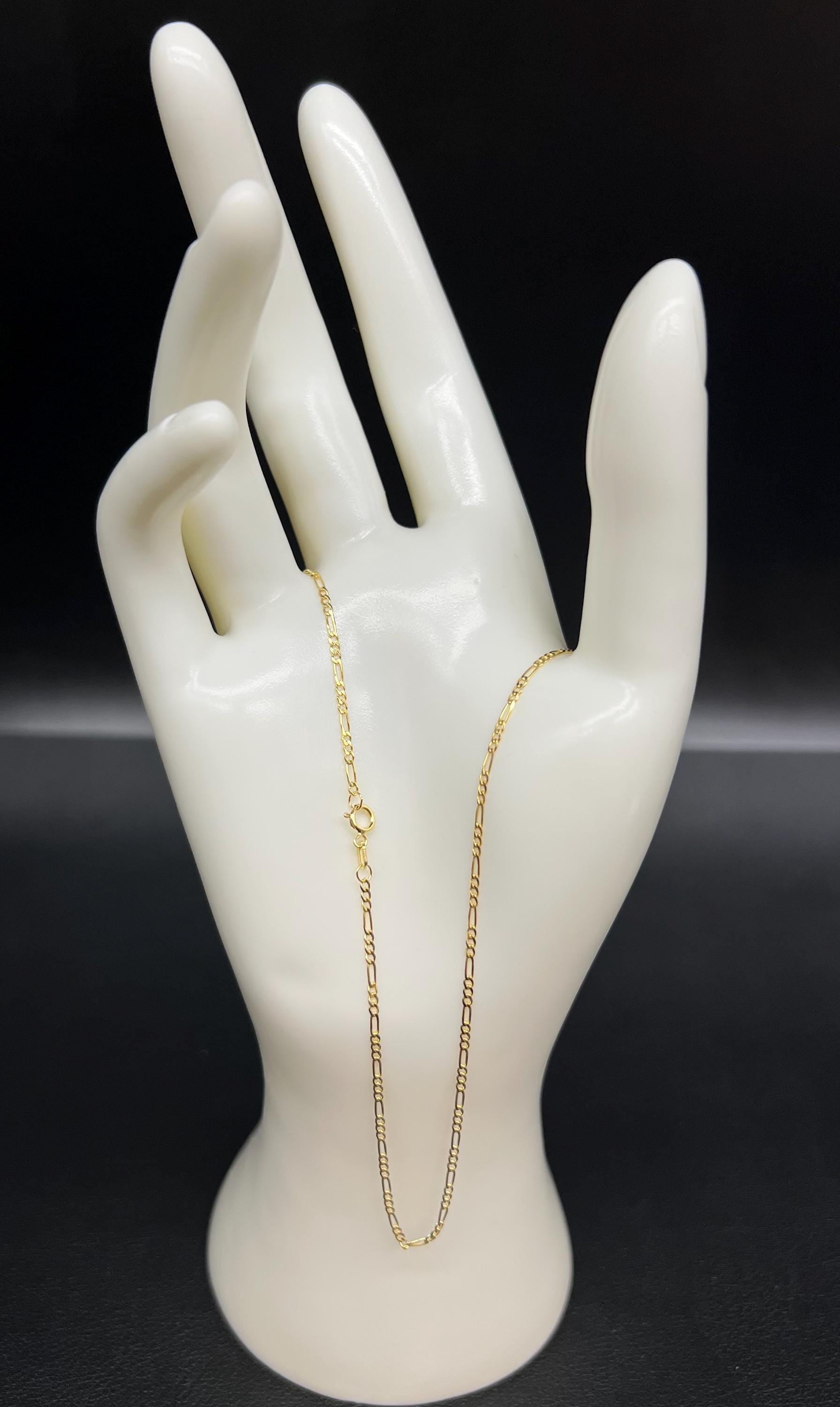 10K Real SOLID Gold Figaro Chain Necklace, 1 mm - 6 mm Figaro chain, 10k Link Chain, SOLID 10k Gold Chain, Gold Figaro Chain, Men Women (Width:2.2 MM; Necklace length:20;)