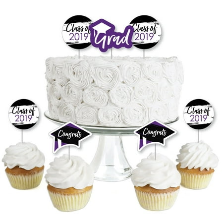Purple Grad - Best is Yet to Come - Dessert Cupcake Toppers - Purple 2019 Graduation Party Clear Treat Picks - Set of (Best Graduation Cake Designs)