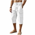 thumbnail image 2 of HOMADLES Men's Capri Cargo Pants Loose Fit Elastic Waist Breathable Workout Pants Outdoor Hiking Running Pants White Size 3XL, 2 of 10