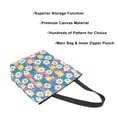 thumbnail image 3 of FORMRS Womens Canvas Tote Bag with Zipper Inner Pocket Shoulder Handbag, Blue Checkered Daisy, 3 of 7