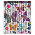 thumbnail image 1 of Cortina de ducha ABPHQTO con mariposas voladoras impermeable de poliéster 152x180 cm anillos incluidos, 1 of 1