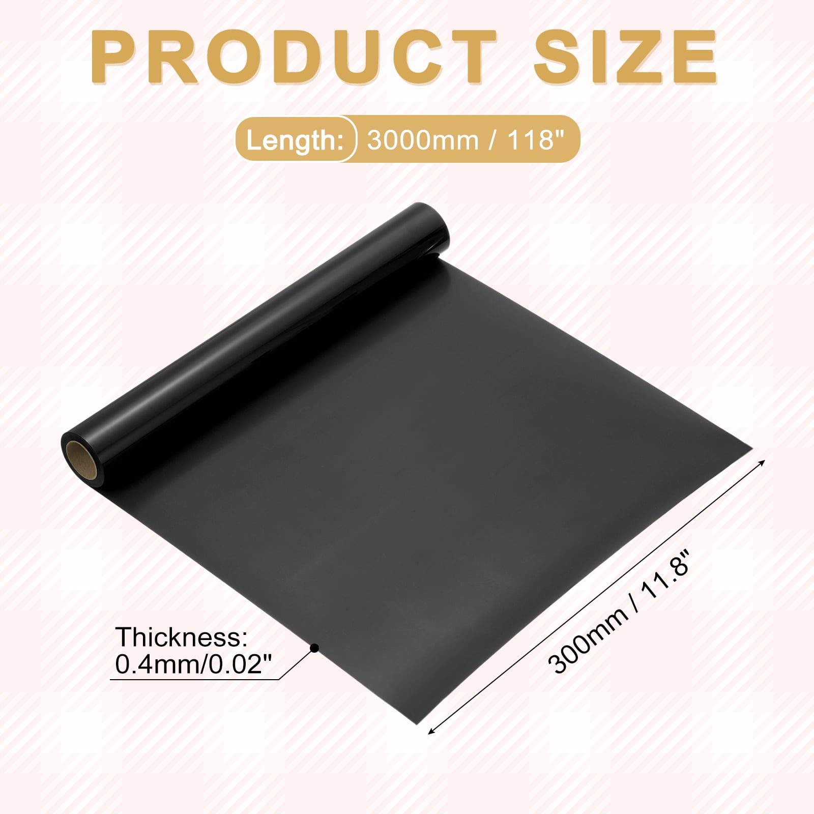 Uxcell Heat Transfer Vinyl Roll, 12" x 9.8ft HTV Iron on Transfer Vinyl for T-Shirts Craft Cutter Cutting Machine, Easy to Cut and Weed (Black)