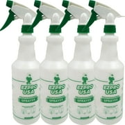 Green 32 oz Empty Plastic Spray Bottle for Cleaning Solutions Measurements 4 Pack