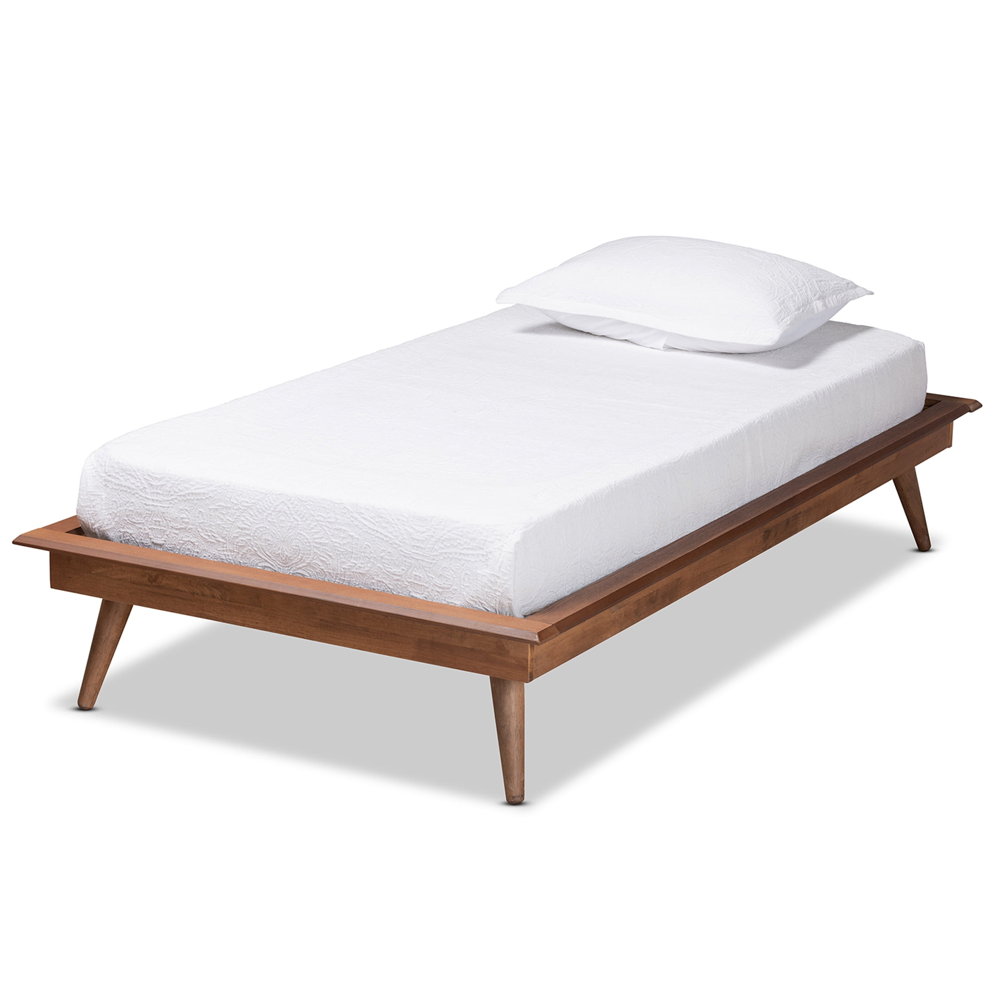 Baxton Studio Karine Wood Platform Bed Frame, Twin, Ash Walnut