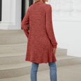 thumbnail image 4 of BXINGOHAI Cardigan Sweaters for Women Fashion Brushed Stripe Long Sleeve Coat Lightweight Mid Length Sweater With Pockets Red,S, 4 of 6