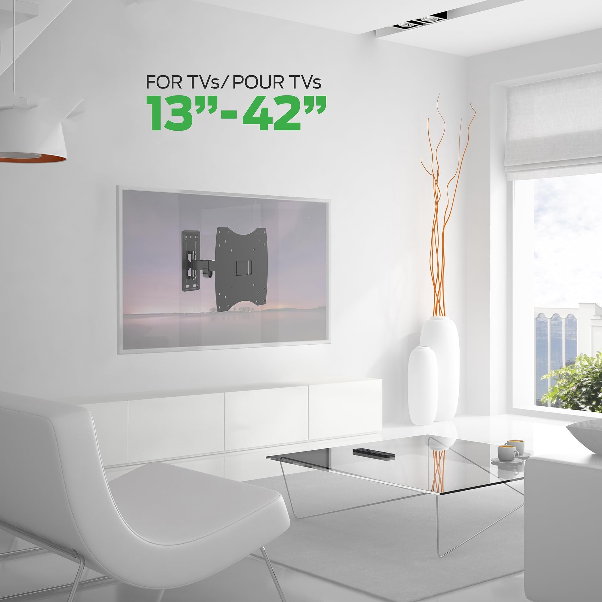 Xtreme Full Motion Wall Mount For 13-42 Inch Flat-Panel TVs, Swivels/Tilts, Holds 55 lbs