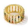 thumbnail image 3 of Rack Plating Brass Micro Pave Colorful Cubic Zirconia Rectangle Open Cuff Ring Hollow Real 18K Gold Plated Inner Diameter: 17.8mm, 3 of 3