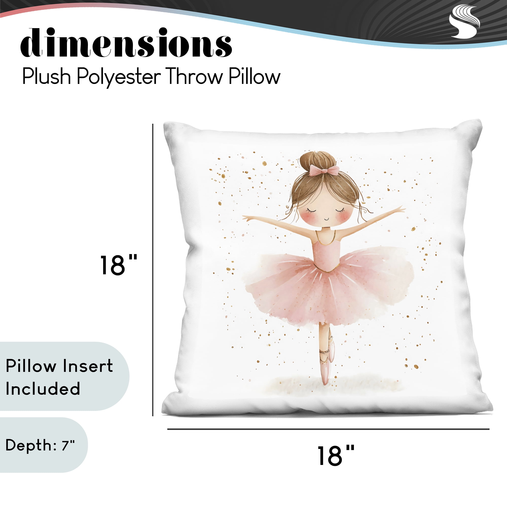 Stupell Industries Sweet Ballerina Pose Decorative Printed Throw Pillow, design by Creative Studio