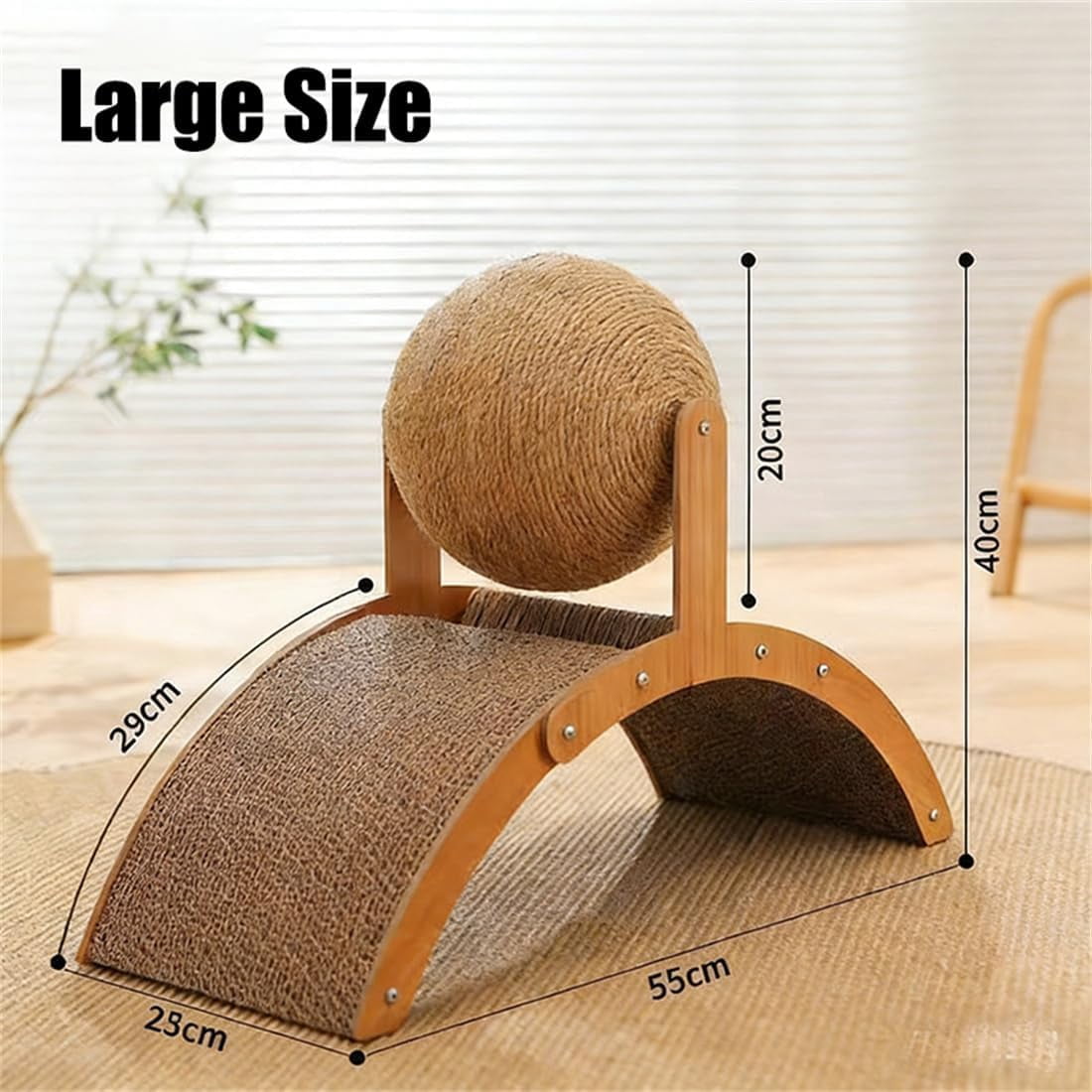 Cat Scratching Ball on Stand, Cat Scratching Post Design with Arch Bridge and Ball for Indoor Cat Kittens Interactive Pet Toys, for Feline Entertainment & Claw Car (Large)