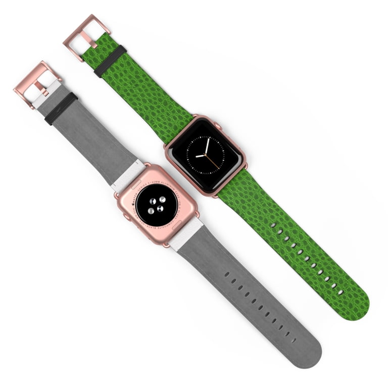 Leather Green Snakeskin Apple Watch band. Green Snakeskin Print Faux Leather Band For Apple Watch  main image 2