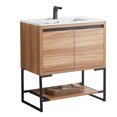 thumbnail image 3 of Clearance! 32 inches Wood Freestanding Bathroom Vanity Combo with Integrated Ceramic Sink and 2 Soft Close Doors, 3 of 7