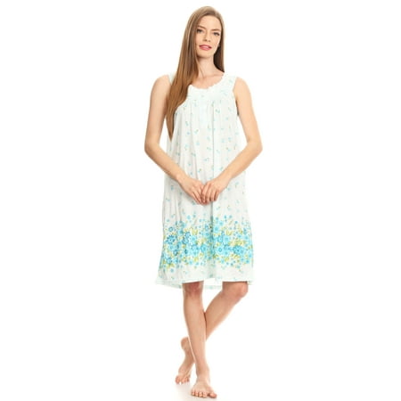 

Lati Fashion Women Nightgowns Short Sleeve Female Nightgowns & Sleepshirts Green XL