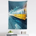thumbnail image 1 of Yellow and Blue Tapestry, Old Tram in the City Center Vintage Urban Train Station European Town Image, Fabric Wall Hanging Decor for Bedroom Living Room Dorm, 5 Sizes, Slate Blue, by Ambesonne, 1 of 1