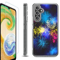 For Samsung Galaxy A26 5G Phone Case Cover, Shockproof Bumper Hybrid Case with Tempered Glass Screen Protector, by OneToughShield - Fireworks