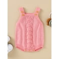 thumbnail image 4 of Franhais Newborn Baby Romper, Adjustable Shoulder Straps Knitting Hollow Out Solid Color Crotch Button Bodysuit, 4 of 9