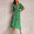 thumbnail image 6 of Sngxgn Women's Dresses V Neck Guest Party Dress(Green,XXL), 6 of 7
