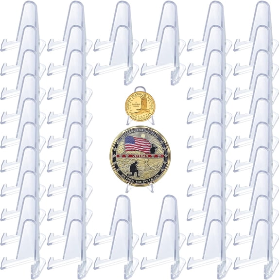 Coin Stand 50 PCS 1.4" Acrylic Stands for Display Coins Challenge Medals Casino Chips