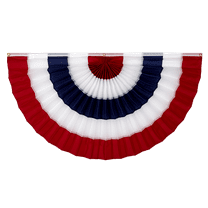Old Glory Bunting – 1 1/2’ x 3' Nylon USA Flag Bunting! Fully Sewn Red, White & Blue Patriotic 5 Stripe Pleated Fan Flag Bunting Banner. Pleated Fans Made in the USA!  Free Shipping available!