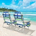 thumbnail image 3 of Gymax Lot de 4 Chaises de Plage Pliantes Type Sac à Dos, Chaise de Camping Inclinable avec Sac de Rangement, Bleu, 3 of 10