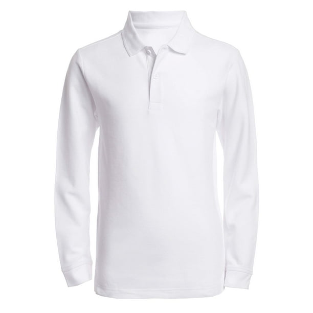 Polo Nautica, uniforme de manga larga para niños pequeños, color blanco