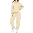 thumbnail image 3 of YUANxueke Kids 2-Piece Winter Sweatsuits Boys Girls Hoodie Sweatshirt with Kangaroo Pocket & Tapered Pants,Beige,Sizes 2-14, 3 of 8