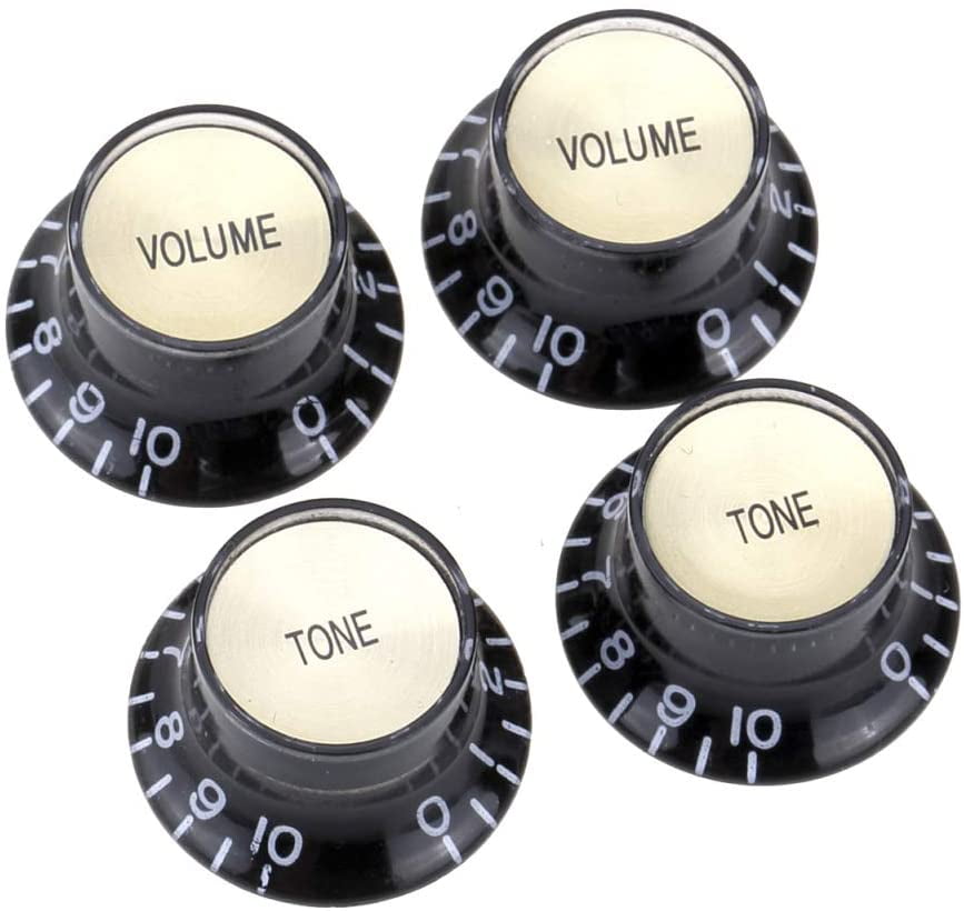 ruiruiNIE 2 Botones de Control de Volumen de Tono 2 Control de Guitarra Silver Hat Campana Potenciómetro Superior para LP SG
