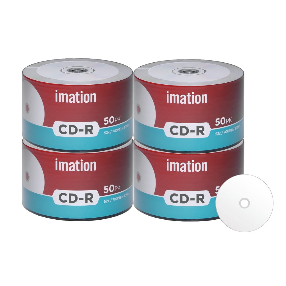 200 Pack Imation CD-R 52X 700MB/80Min White Inkjet Hub Printable Blank ...