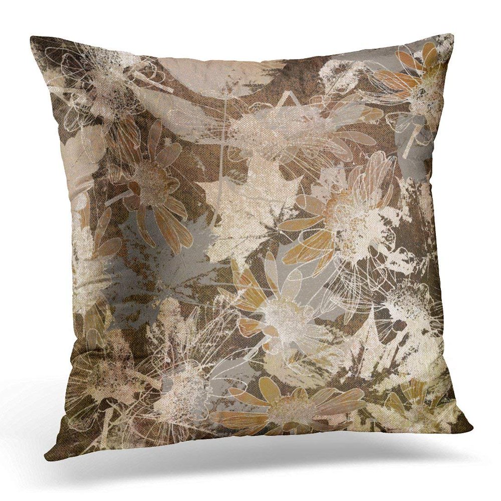 ARHOME Colorful Floral Graphic Autumn Leaves Monochrome in White Brown