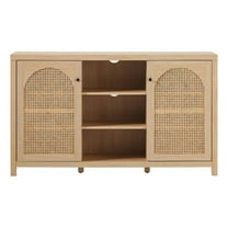 Pemberly Row Modern Arched Rattan 2-Door Wood Sideboard 58" - Coastal Oak