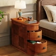 thumbnail image 4 of Fnova Solid Wood End Table with 2 Drawers, No Assembly Required, Side Tables for Living Room, Bedroom, Walnut, 4 of 12