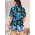thumbnail image 2 of LA LEELA Hawaiian Shirts Womens Summer Beach Party Short Sleeve Tropical Vacation Blouse Shirt Collared Blouses Button up Dress Tee Shirts Tops for Women M Flamingo, Blue, 2 of 3