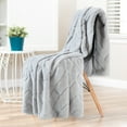 thumbnail image 2 of Chanasya Super Soft Tile Emboss Faux Fur Silky Mink Throw Blanket - Luxurious Cozy Elegant Blanket for Sofa Chair Couch Bed & Living Room Decorative Royal Soft Reversible Blanket (50x65 Inches) Silver, 2 of 3