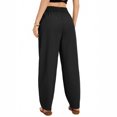 thumbnail image 4 of yuCgh Women's Wide Leg Cropped Casual Elastic Drawstring Waisted Pants with Pockets, Comfortable Harem Pants for Lounge and Outdoor Activities,Black L, 4 of 6