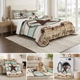 thumbnail image 6 of Full Quilt Set 78''x90'', Western Texas Star Green Lightweight Bedspread Coverlet Set with 2 Pillow Shams, Farmhouse Brown Country Vintage Breathable All Season Quilt Bedding for Bedroom/Guest Room, 6 of 9